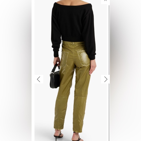 Alexander Wang Cropped Gathered Tulle-Panel Wool-Blend Sweater – Black – Small - Picture 3 of 6